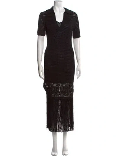 Pre-owned A.l.c V-neck Midi Length Dress In Black