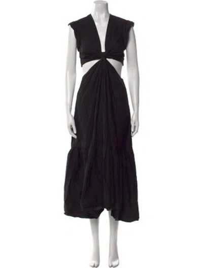 Pre-owned A.l.c V-neck Midi Length Dress In Black