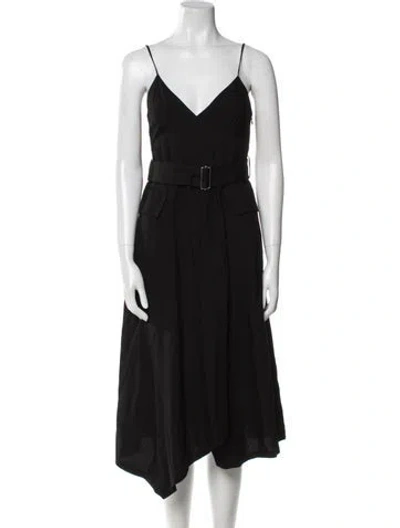 Pre-owned A.l.c V-neck Midi Length Dress In Black