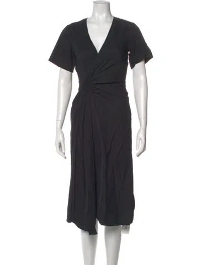 Pre-owned A.l.c V-neck Midi Length Dress In Black