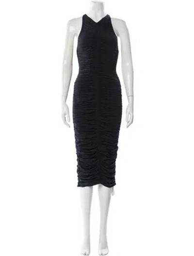 Pre-owned A.l.c V-neck Midi Length Dress In Black