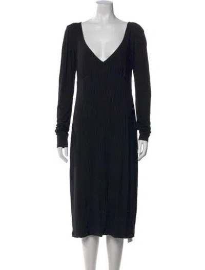 Pre-owned A.l.c V-neck Midi Length Dress In Black