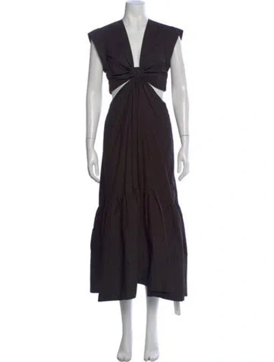 Pre-owned A.l.c V-neck Midi Length Dress In Black