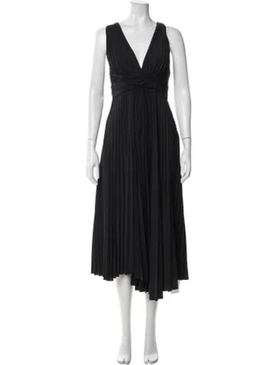 Pre-owned A.l.c V-neck Midi Length Dress In Black