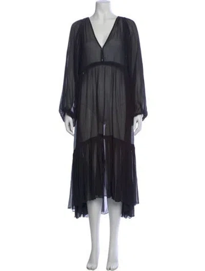 Pre-owned A.l.c V-neck Midi Length Dress In Black