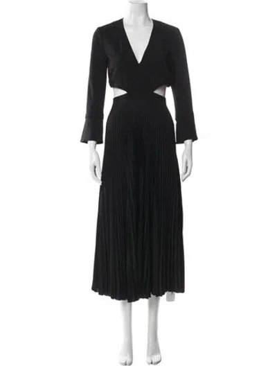 Pre-owned A.l.c V-neck Midi Length Dress In Black