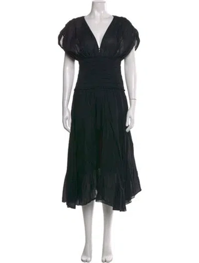 Pre-owned A.l.c V-neck Midi Length Dress In Black