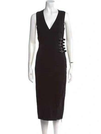 Pre-owned A.l.c V-neck Midi Length Dress In Black