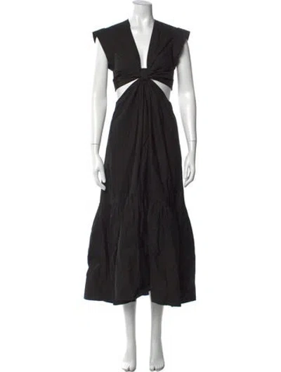 Pre-owned A.l.c V-neck Midi Length Dress In Black