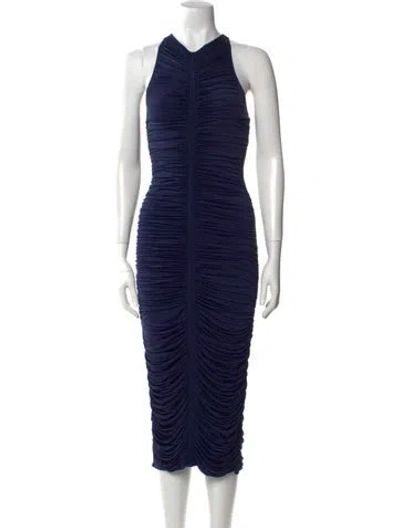 Pre-owned A.l.c V-neck Midi Length Dress In Blue