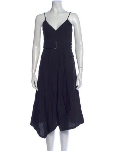 Pre-owned A.l.c V-neck Midi Length Dress In Blue