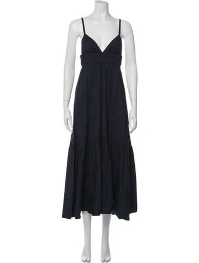Pre-owned A.l.c V-neck Midi Length Dress In Blue