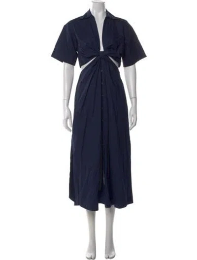 Pre-owned A.l.c V-neck Midi Length Dress In Blue