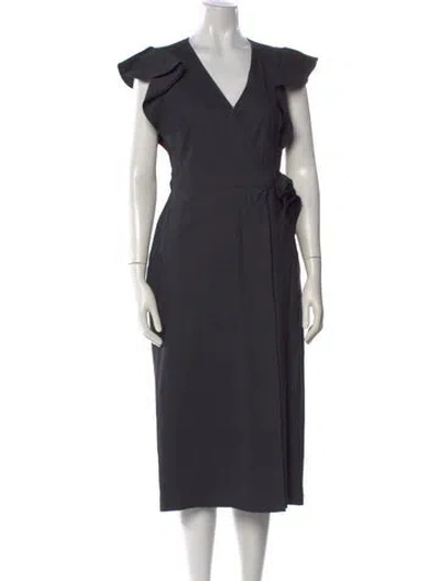 Pre-owned A.l.c V-neck Midi Length Dress In Blue