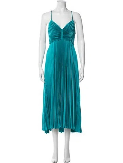Pre-owned A.l.c V-neck Midi Length Dress In Blue