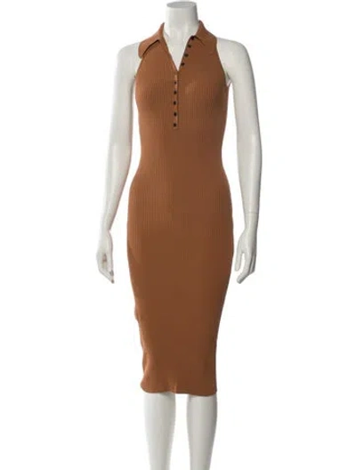 Pre-owned A.l.c V-neck Midi Length Dress In Brown