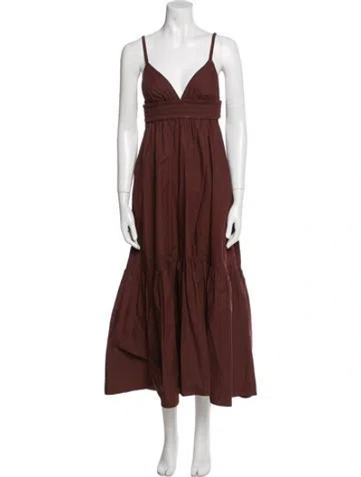 Pre-owned A.l.c V-neck Midi Length Dress In Brown