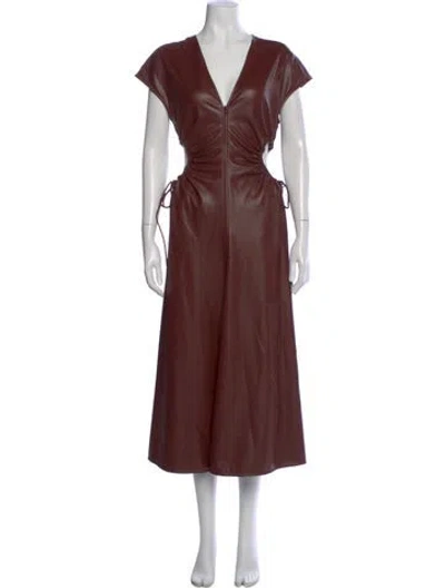 Pre-owned A.l.c V-neck Midi Length Dress In Brown