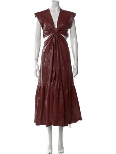 Pre-owned A.l.c V-neck Midi Length Dress In Burgundy