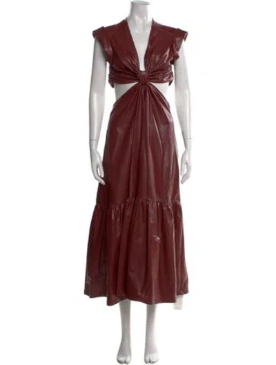Pre-owned A.l.c V-neck Midi Length Dress In Burgundy