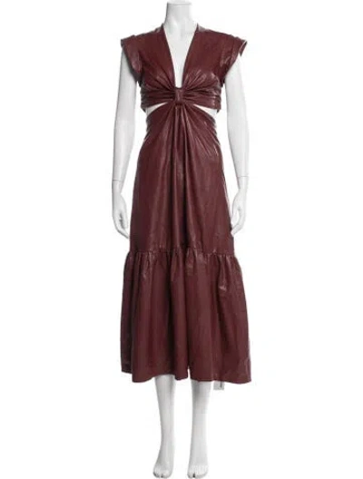 Pre-owned A.l.c V-neck Midi Length Dress In Burgundy