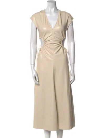 Pre-owned A.l.c V-neck Midi Length Dress In Neutral