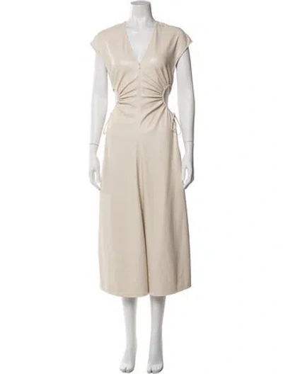 Pre-owned A.l.c V-neck Midi Length Dress In Neutral