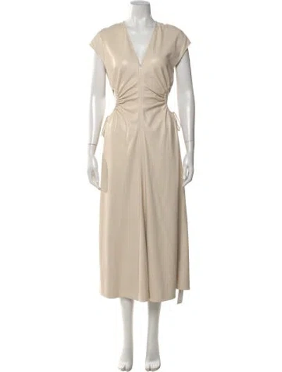 Pre-owned A.l.c V-neck Midi Length Dress In Neutral