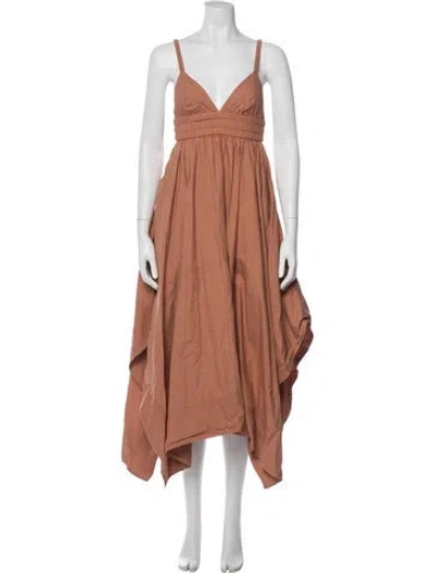 Pre-owned A.l.c V-neck Midi Length Dress In Neutral