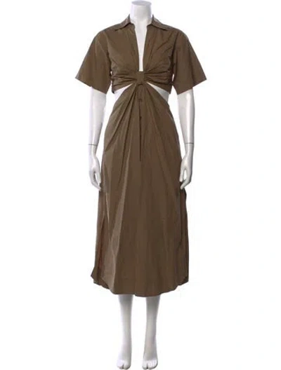 Pre-owned A.l.c V-neck Midi Length Dress In Neutral