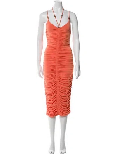Pre-owned A.l.c V-neck Midi Length Dress In Orange