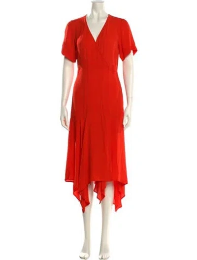 Pre-owned A.l.c V-neck Midi Length Dress In Orange