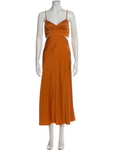 Pre-owned A.l.c V-neck Midi Length Dress In Orange