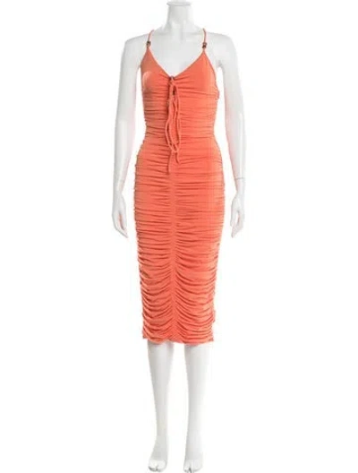 Pre-owned A.l.c V-neck Midi Length Dress In Orange