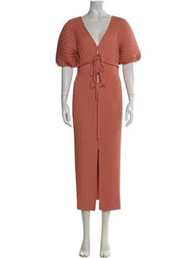Pre-owned A.l.c V-neck Midi Length Dress In Orange