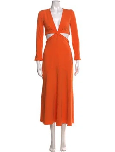 Pre-owned A.l.c V-neck Midi Length Dress In Orange
