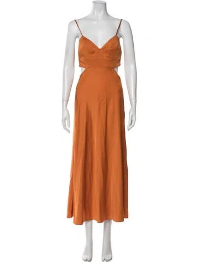 Pre-owned A.l.c V-neck Midi Length Dress In Orange