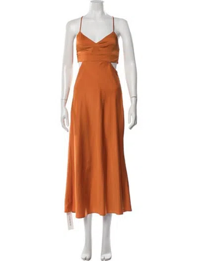 Pre-owned A.l.c V-neck Midi Length Dress In Orange