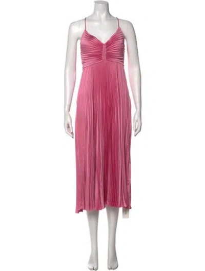 Pre-owned A.l.c V-neck Midi Length Dress In Pink