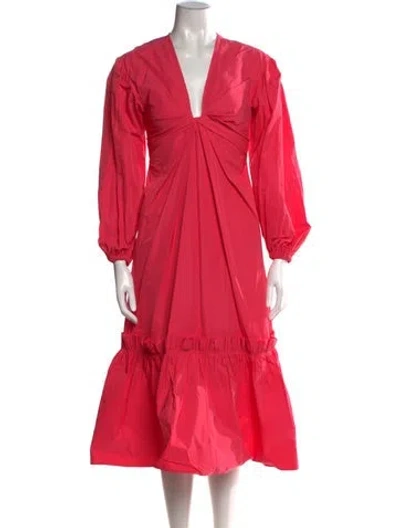 Pre-owned A.l.c V-neck Midi Length Dress In Pink