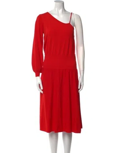 Pre-owned A.l.c V-neck Midi Length Dress In Red
