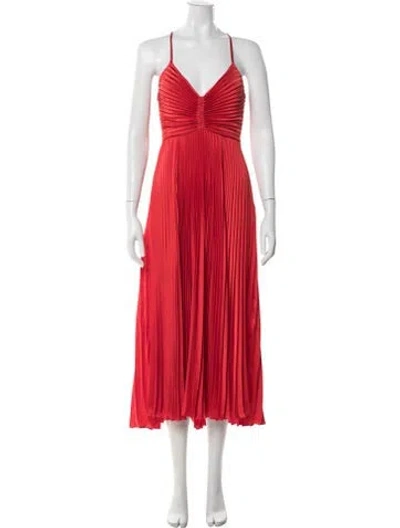 Pre-owned A.l.c V-neck Midi Length Dress In Red