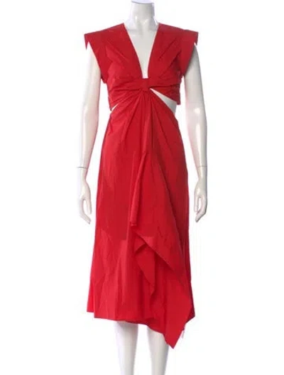 Pre-owned A.l.c V-neck Midi Length Dress In Red