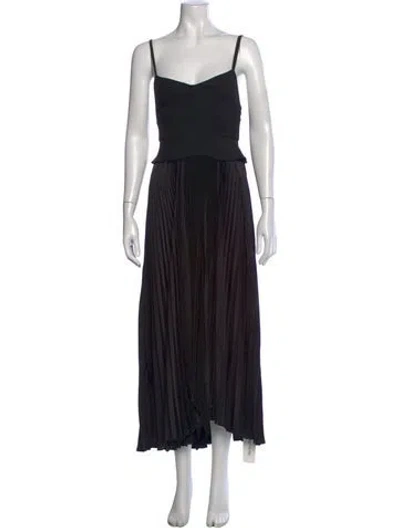 Pre-owned A.l.c V-neck Midi Length Dress W/ Tags In Black