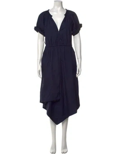 Pre-owned A.l.c V-neck Midi Length Dress W/ Tags In Blue