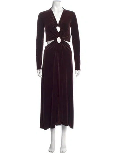 Pre-owned A.l.c V-neck Midi Length Dress W/ Tags In Brown