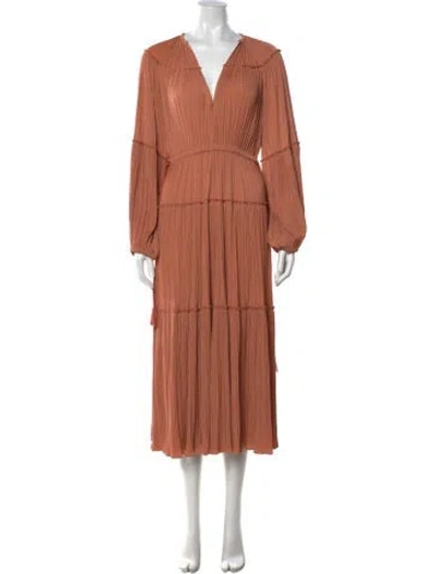 Pre-owned A.l.c V-neck Midi Length Dress W/ Tags In Neutral