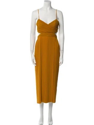Pre-owned A.l.c V-neck Midi Length Dress W/ Tags In Yellow
