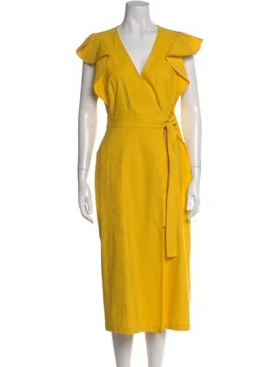 Pre-owned A.l.c V-neck Midi Length Dress W/ Tags In Yellow