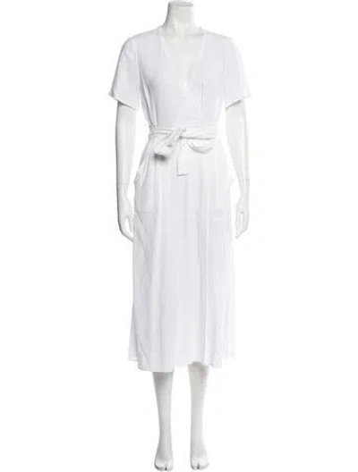 Pre-owned A.l.c V-neck Midi Length Dress In White